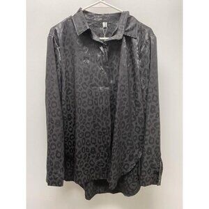 NEW Ecowish Womens Patterned Blouse sz XL black